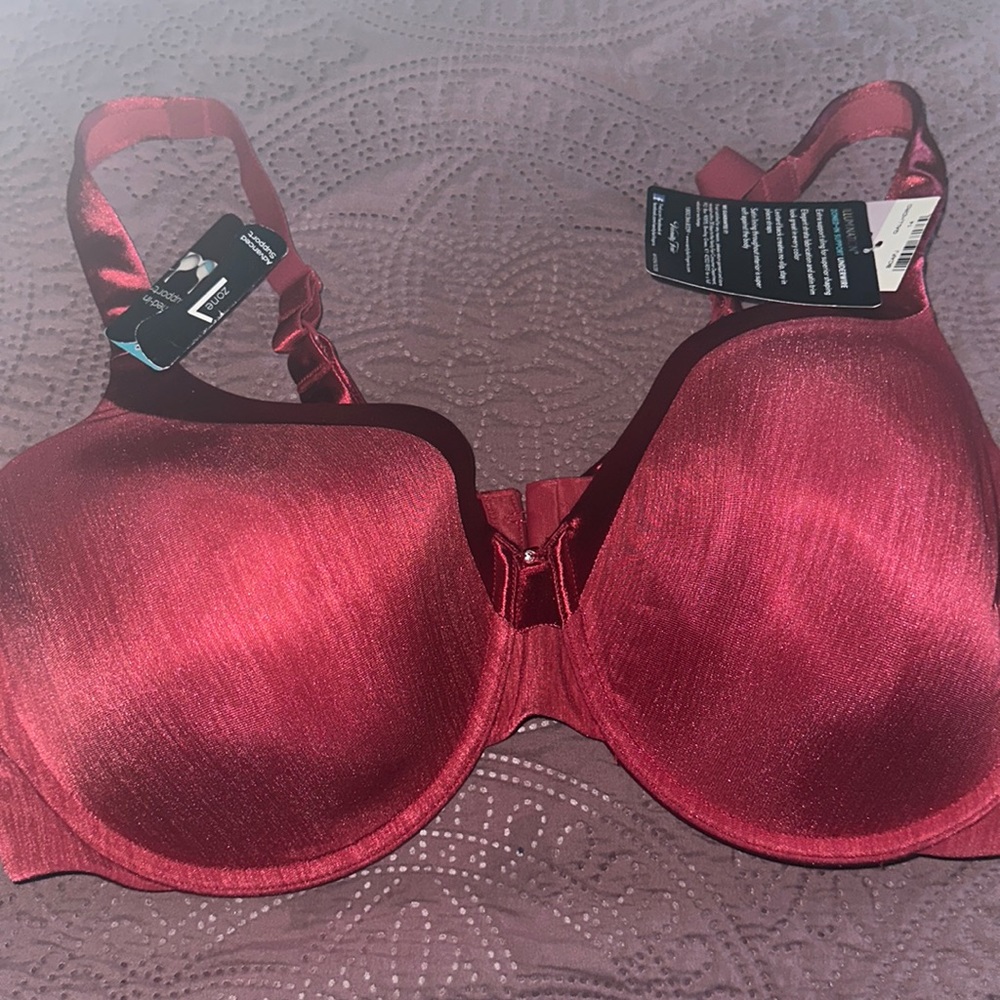 Vanity Fair Red Shimmer Plus Size Full Figure Bra 42D NWOT